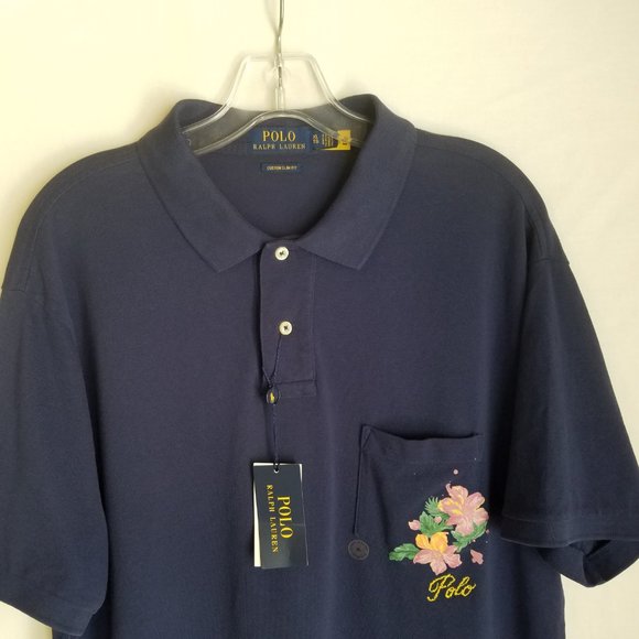NEW Polo Ralph Lauren Floral Painted Design Polo Shirt Mens Custom Slim Fit XL - Picture 6 of 7